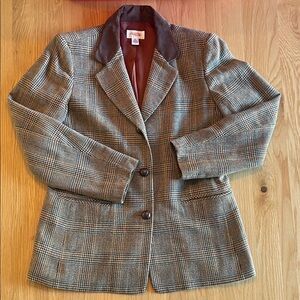 8P Talbots Vintage Women's Lines Wool Blazer with Brown Collar